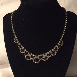 Vintage black and white rhinestone necklace